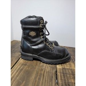 Harley Davidson Casper Logger Womens Sz 6 Black Leather Biker Riding Boots 84053